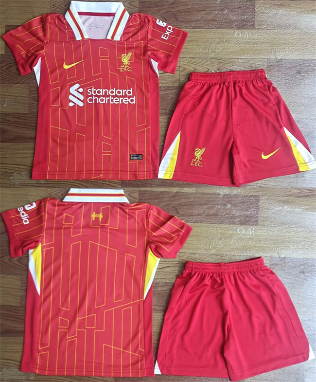 Youth Red Liverpool Custom Soccer Jersey Suit